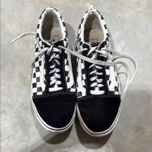 Vans Black and White Checkered Platform Shoes